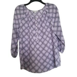 Croft&Barrow  Ladies Lavender & Black Pullover Blouse - Size Medium